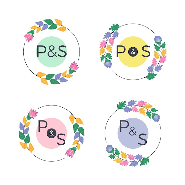 Collection of floral wedding monograms