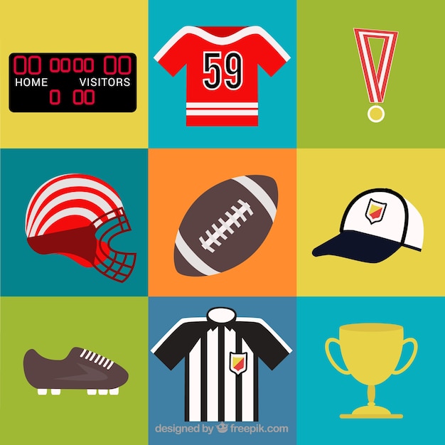 Free vector collection of football equipment