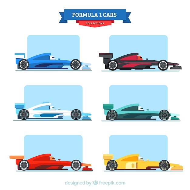 Free vector collection of formula 1 cars