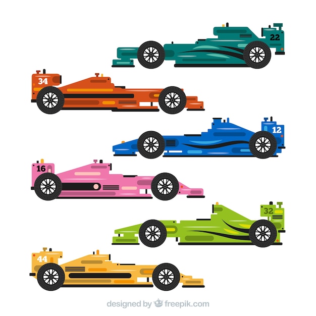 Free Vector collection of formula 1 racing cars