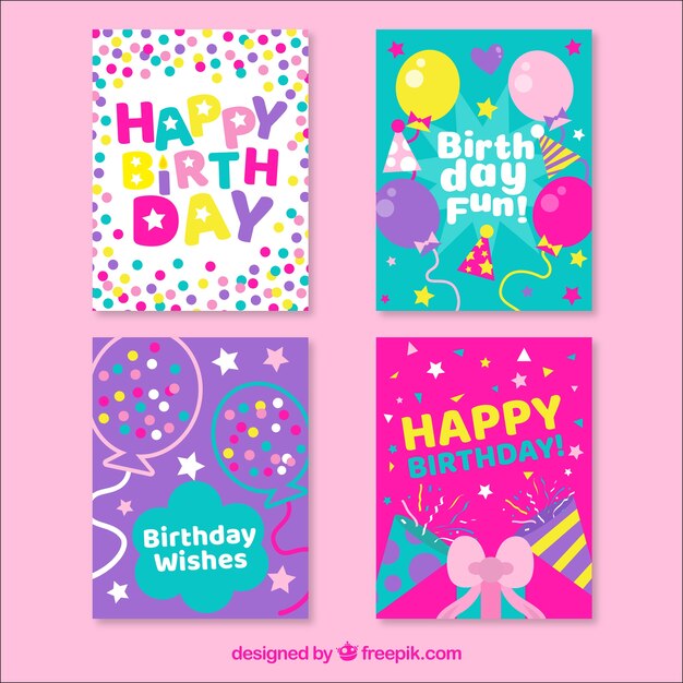 Collection of four birthday cards