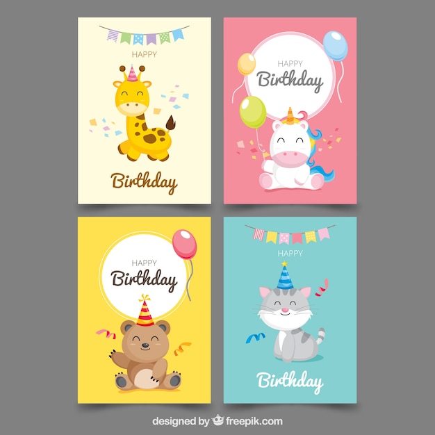 Collection of four birthday cards