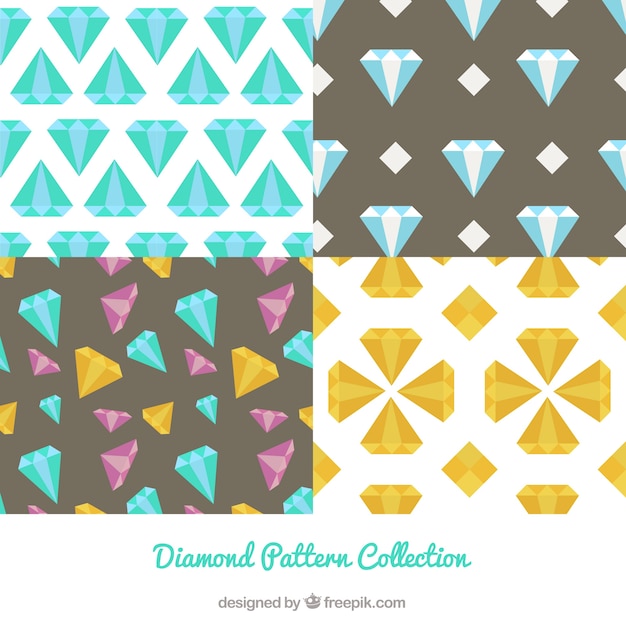 Free Vector collection of four diamond patterns in flat design