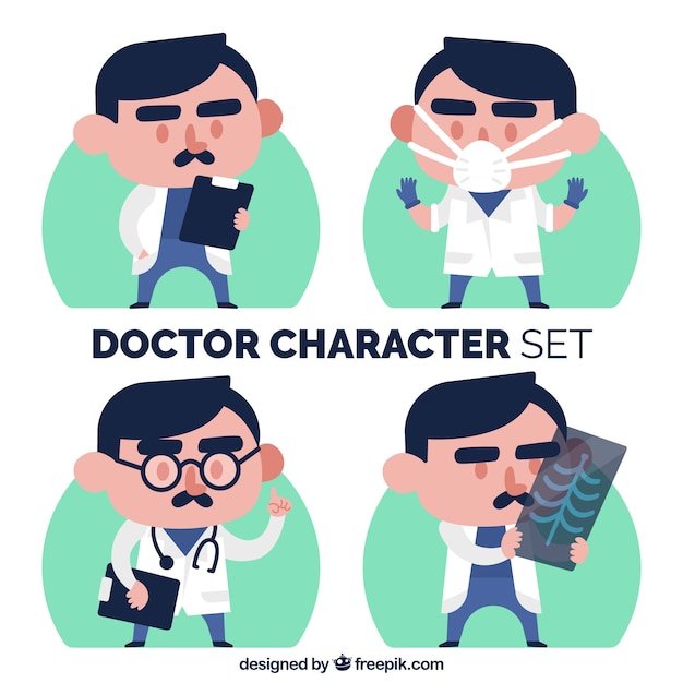 Free vector collection of four doctor characters