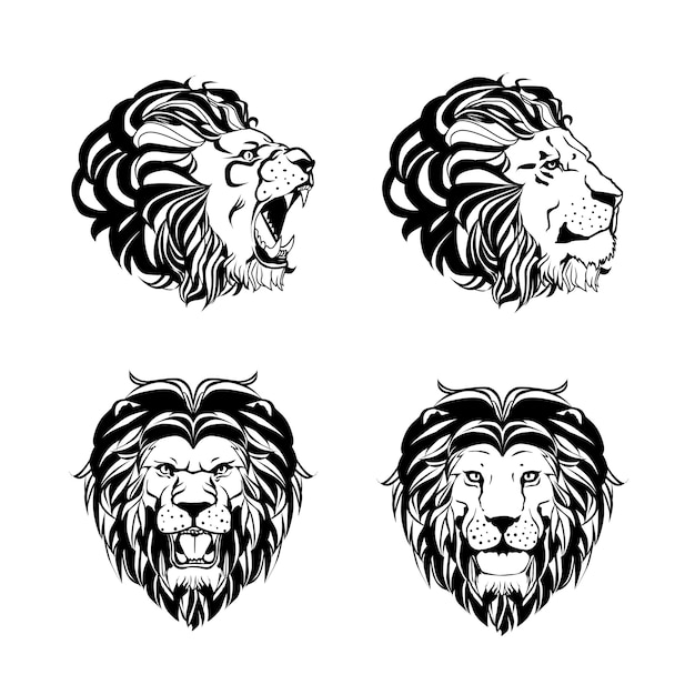 Collection Of Four Engravings With Lion Head