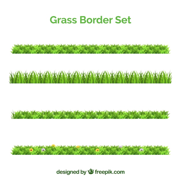 Free Vector collection of four fantastic grass borders