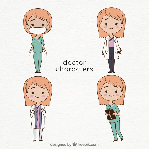 Collection of four female doctor characters