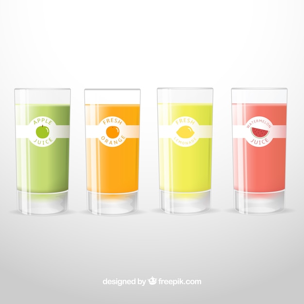 Free Vector collection of four fruit juices