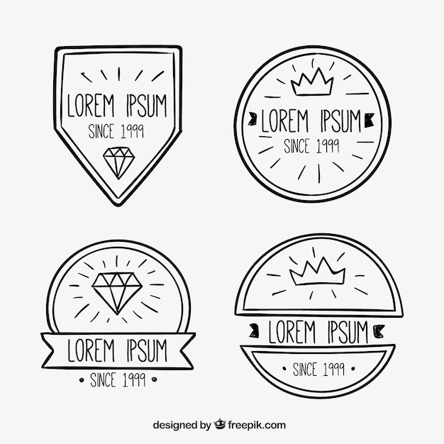 Collection of four geometric hand-drawn logos