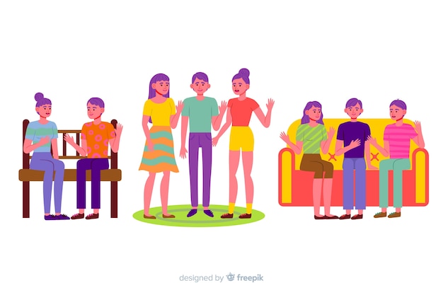 Free Vector collection of friends spending time together