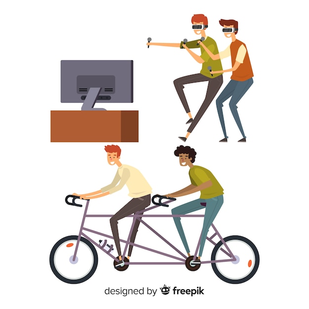 Free Vector collection of friends spending time together