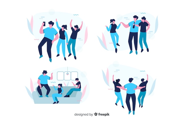 Free Vector collection of friends spending time together