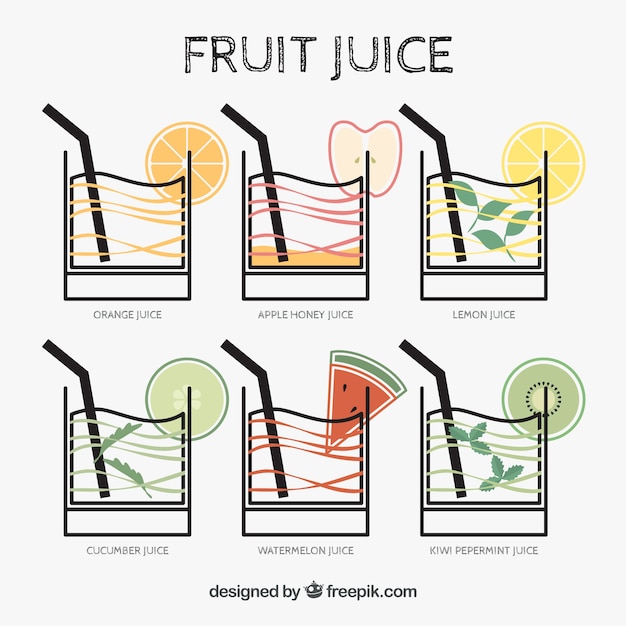 Free vector collection of fruit juices