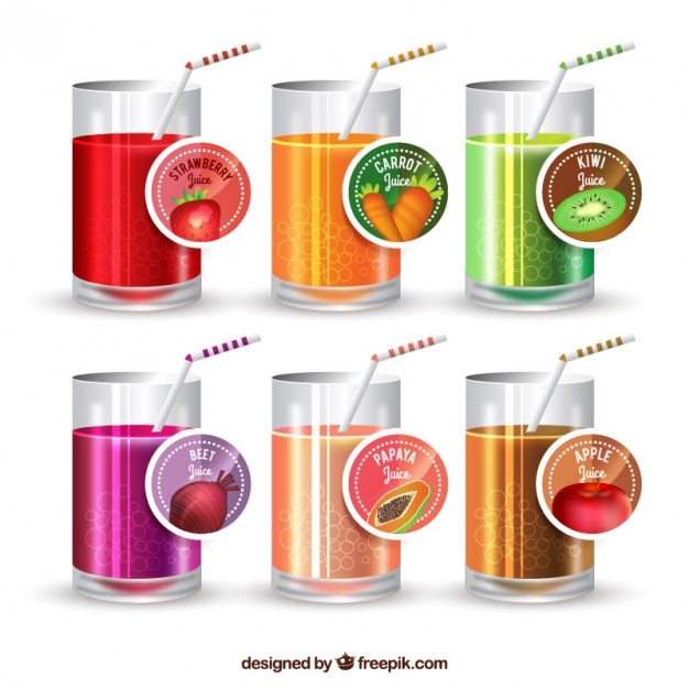 Free Vector collection of fruit and vegetable drink