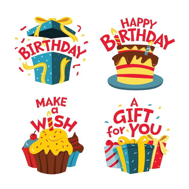 Free Vector collection of fun birthday stickers