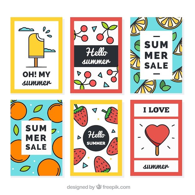 Collection of fun sale brochures and summer cards