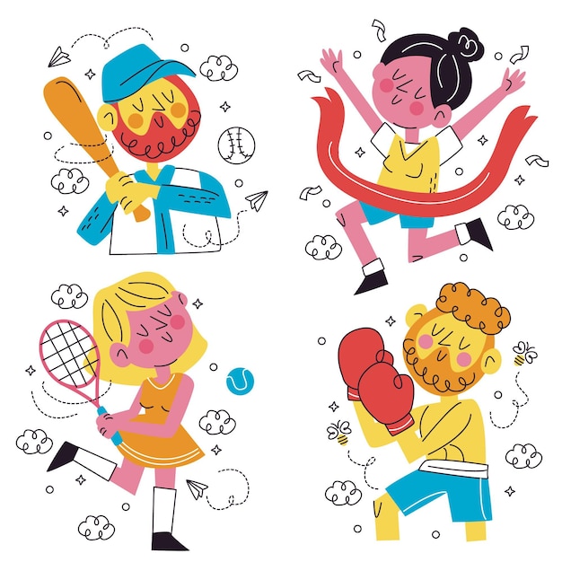 Free Vector collection of fun sports stickers