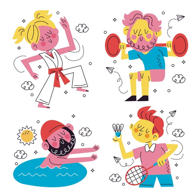 Free Vector collection of fun sports stickers