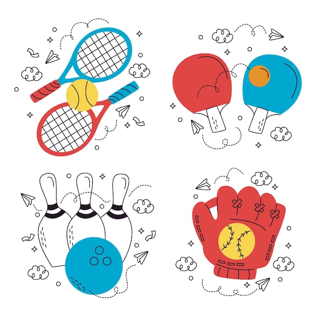 Free Vector collection of fun sports stickers