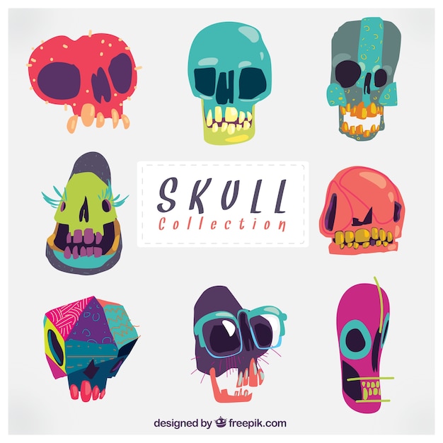 Free vector collection of funny abstract skulls