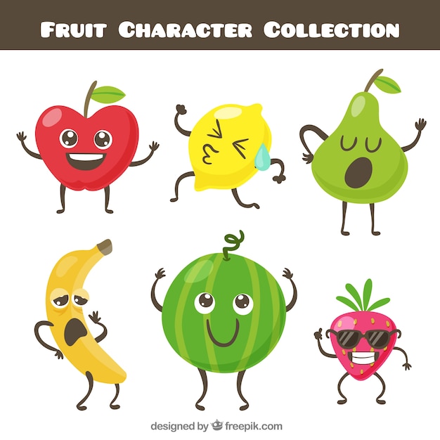 Collection of funny fruit characters