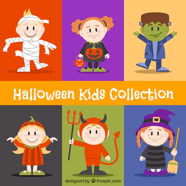 Collection of funny halloween kids