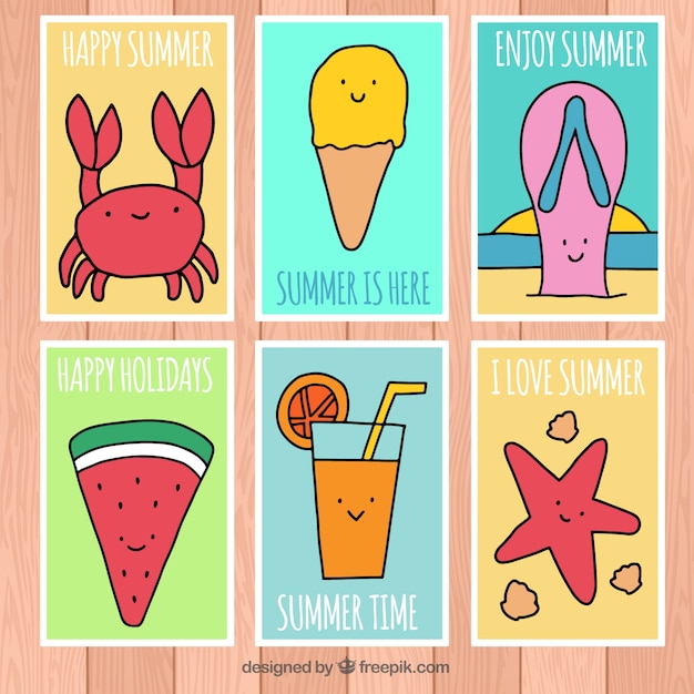 Free Vector collection of funny summer cards