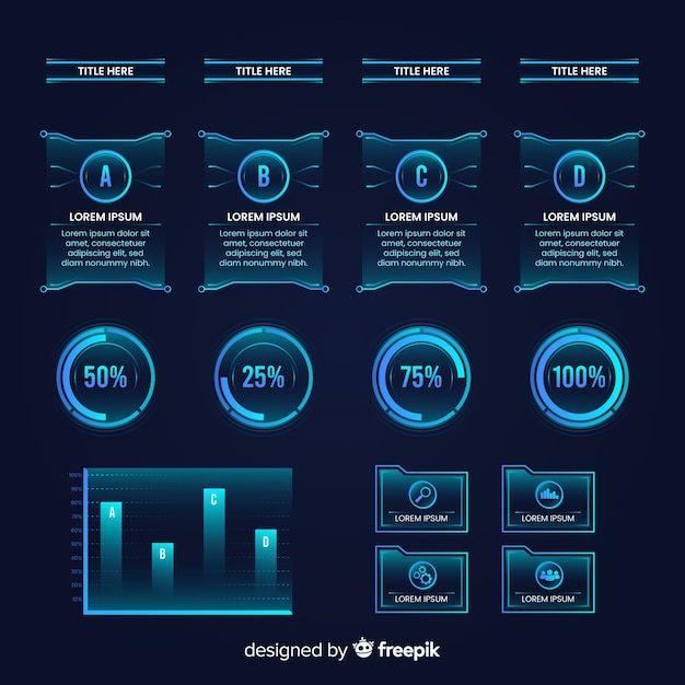 Free vector collection of futuristic infographic elements