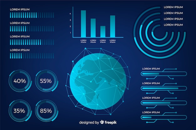 Collection of futuristic infographic elements