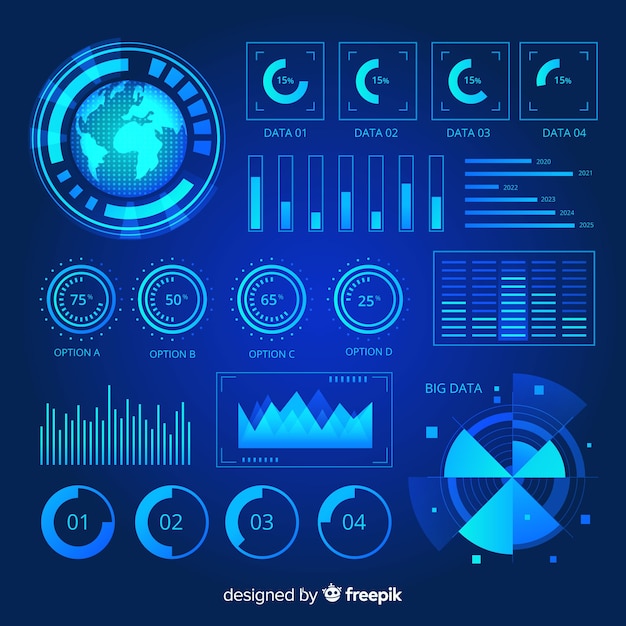 Free vector collection of futuristic infographic elements