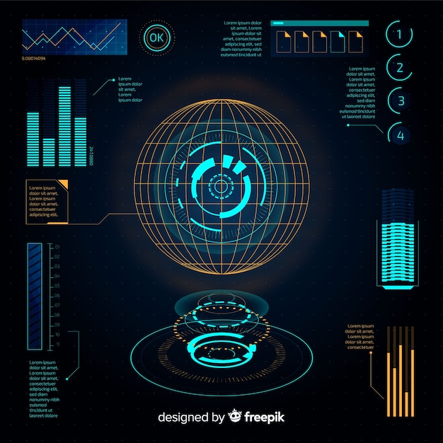 Free Vector collection of futuristic infographic elements