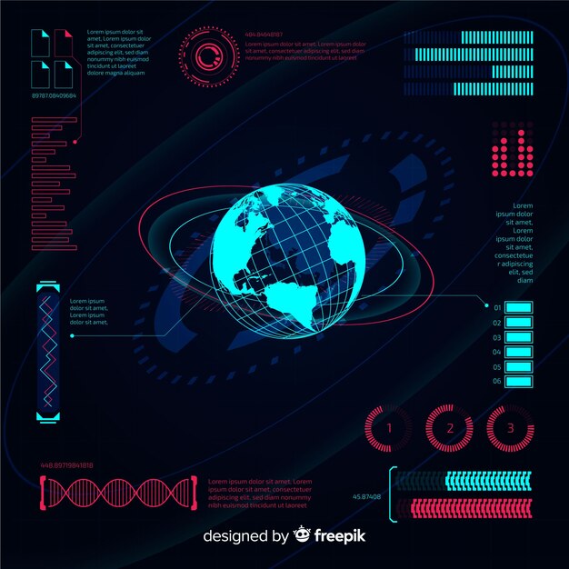 Collection of futuristic infographic elements