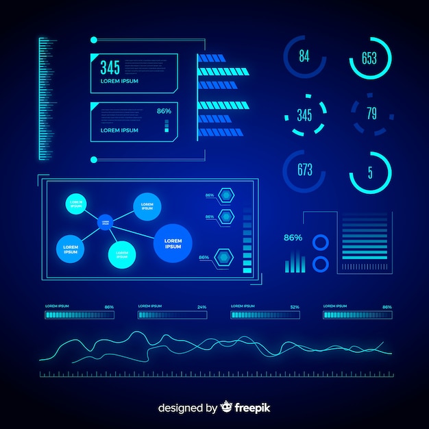 Free vector collection of futuristic infographic elements