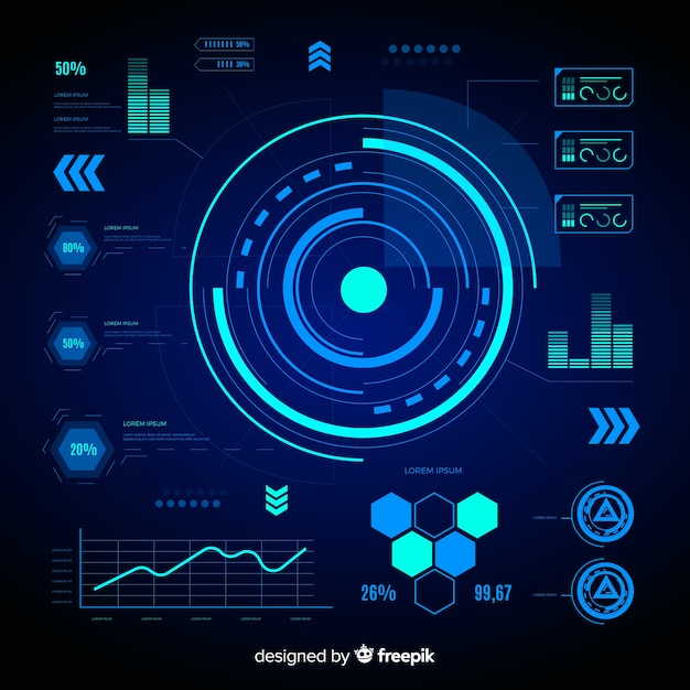 Collection of futuristic infographic elements