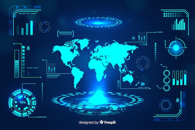 Collection of futuristic infographic elements