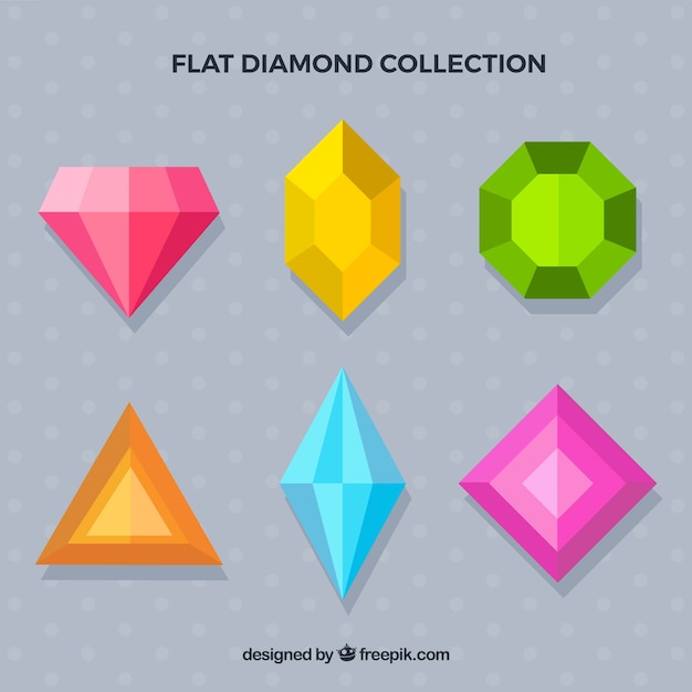 Collection of gemstones in flat design