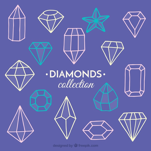 Collection of geometric gems in hand-drawn style