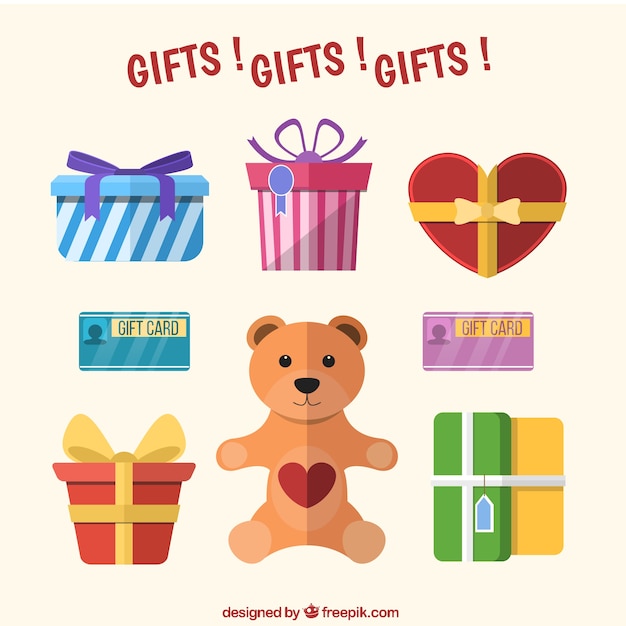 Free Vector collection of gifts in flat design