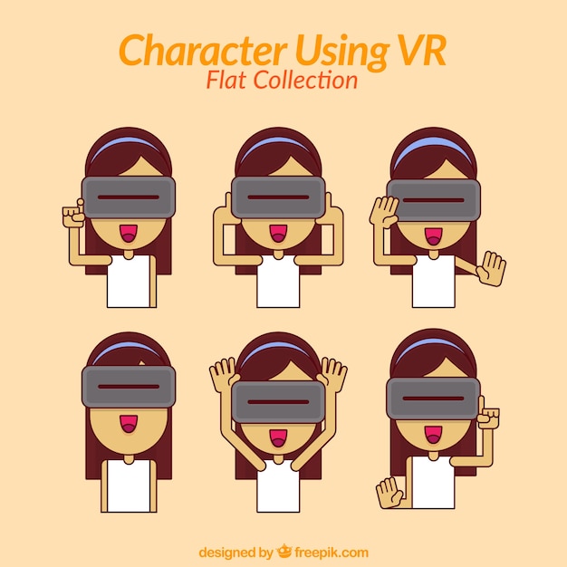 Free Vector collection of girls with virtual glasses