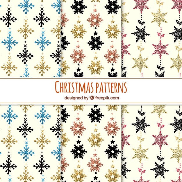 Collection of glittery christmas patterns