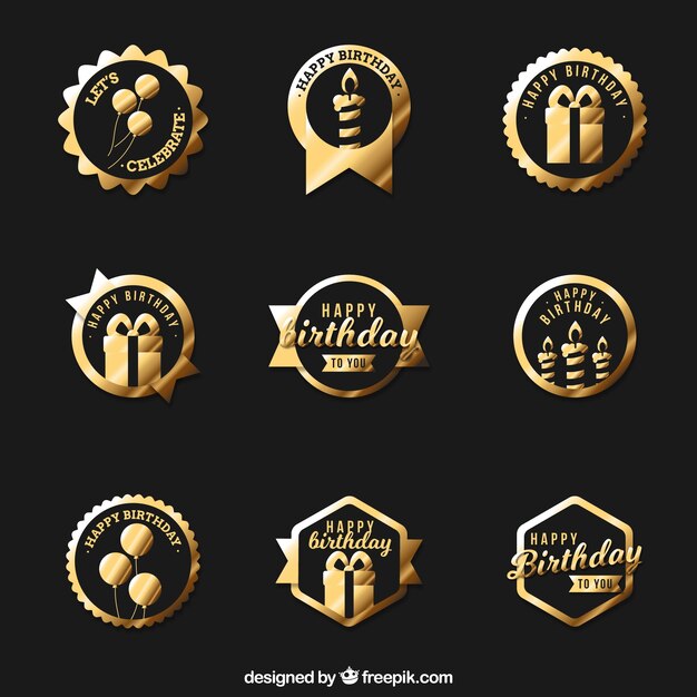 Collection of golden birthday badge