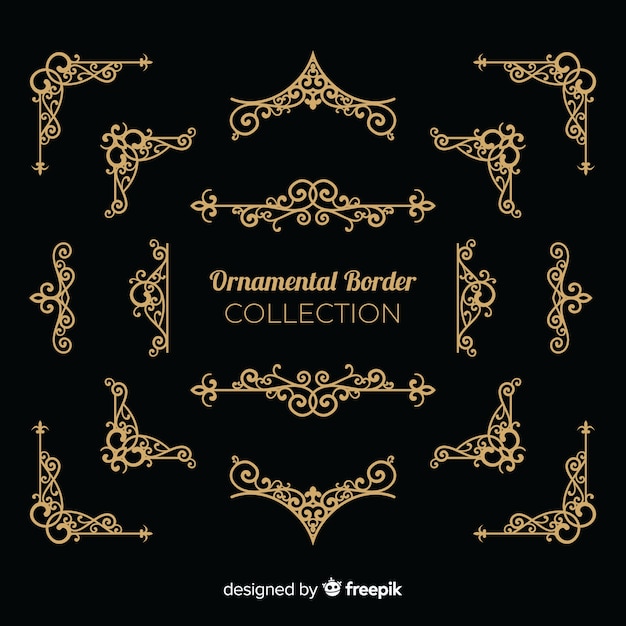 Collection of golden border ornaments