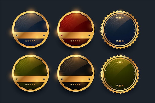 Free Vector collection of golden circular badge label symbol banner design