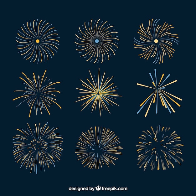 Free Vector collection of golden fireworks