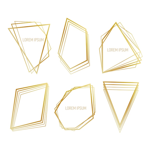 Free vector collection of golden polygonal frame