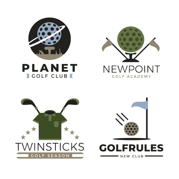 Collection of golf logo template in flat design