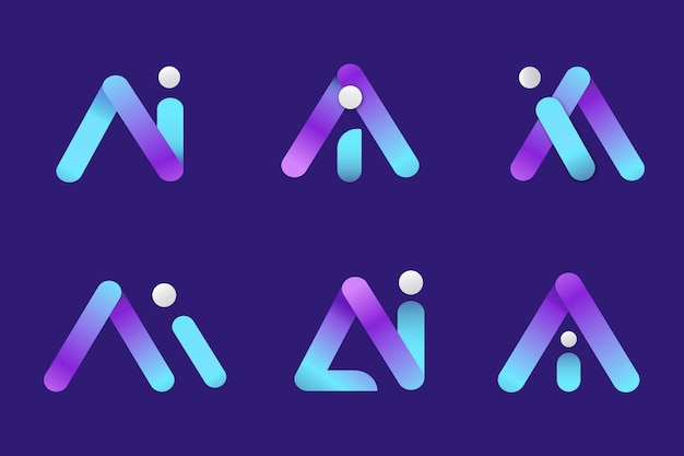 Free vector collection of gradient ai logo templates