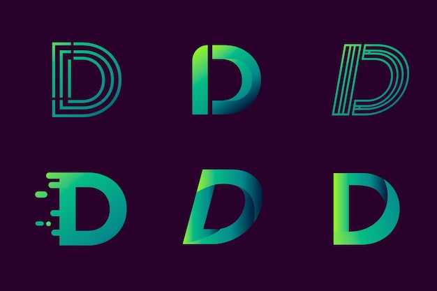 Free vector collection of gradient d logo templates