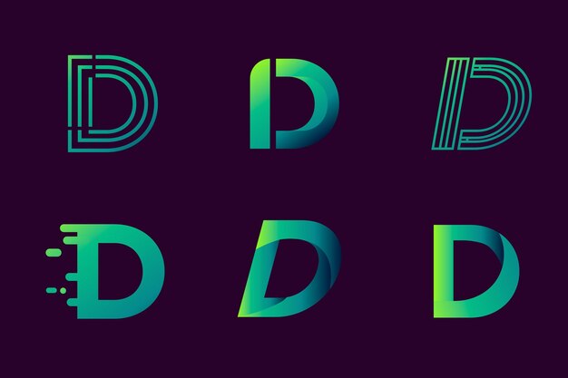 Collection of gradient d logo templates