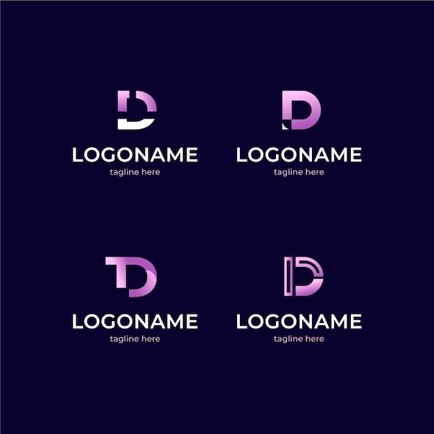 Collection of gradient d logo templates